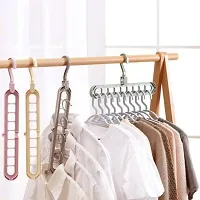 Plastic Multi Functional Adjutable  Folding Clothes Hanger Holder Portable Anti-Slip Storage Rack Space Saving Hook for Garment Drying (Multicolor, Pack Of 3)-thumb1