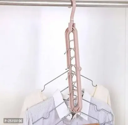 Plastic Multi Functional Adjutable  Folding Clothes Hanger Holder Portable Anti-Slip Storage Rack Space Saving Hook for Garment Drying (Multicolor, Pack Of 6)-thumb3