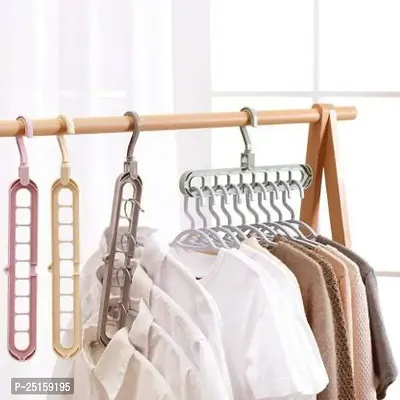 Plastic Multi Functional Adjutable  Folding Clothes Hanger Holder Portable Anti-Slip Storage Rack Space Saving Hook for Garment Drying (Multicolor, Pack Of 4)-thumb5