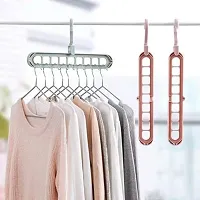 Plastic Multi Functional Adjutable  Folding Clothes Hanger Holder Portable Anti-Slip Storage Rack Space Saving Hook for Garment Drying (Multicolor, Pack Of 4)-thumb3