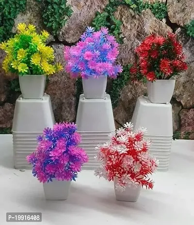 Artificial Plants with Pot Multi Color Flowers for Home Decor Living Room Office Desk Top Mini Plant Decorative Small Indoor Pack of 5