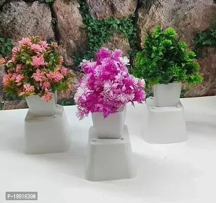 Decor Artificial Globe Flora Plant with White Melamine Apple Pot (Set of 3)