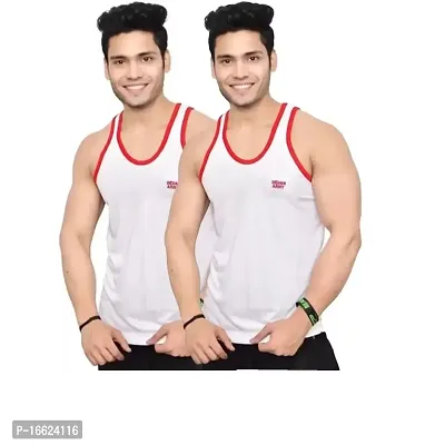 Peterman Regular Wear Cotton Slim Fit Vest Indian Army Vest Pack of 2 for Boy's  Men's (M, White White)-thumb0