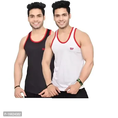 Peterman Regular Wear Cotton Slim Fit Vest Indian Army Vest Pack of 2 for Boy's  Men's (XL, Black White)-thumb0