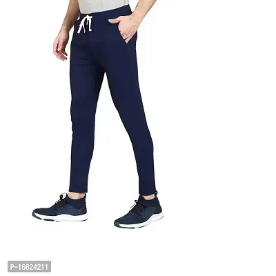 Pack of 2 Man Solid Self Design Regular Fit Track Pants (S, Blue/Black)-thumb3