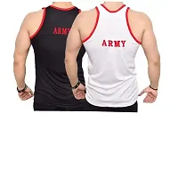 Peterman Regular Wear Cotton Slim Fit Vest Indian Army Vest Pack of 2 for Boy's  Men's (XL, Black White)-thumb1