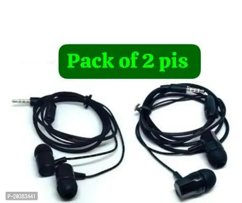 Earphone pack of 2 pc combo (Black)-thumb0