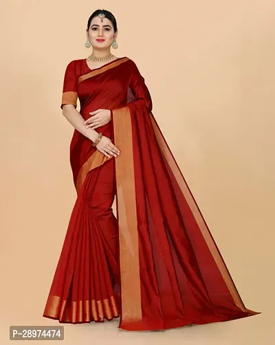 Stylish Crepe Red Solid Saree With Blouse Piece For Women