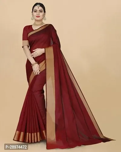 Stylish Crepe Maroon Solid Saree With Blouse Piece For Women