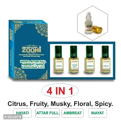Zoohi Perfume Attar 4 Variant Smell Combo Pack For Men And Women Roll On Natural Non Premium Long Lasting Fragrance Each 3 ml