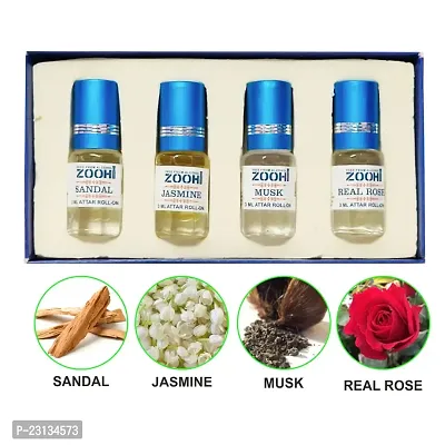 Zoohi Perfume Attar 4 Variant Smell Combo Pack For Men And Women Roll On Natural Non Premium Long Lasting Fragrance Each 3 ml