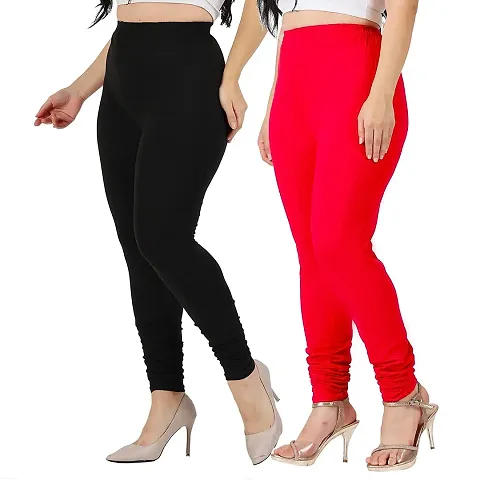 Stylish Cotton Solid Leggings For Women Pack Of 2