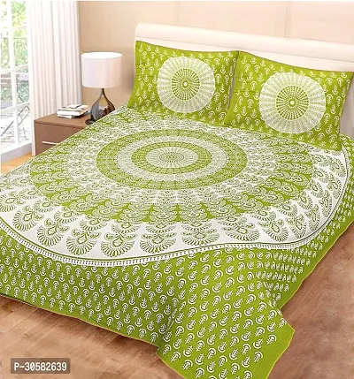 Comfortable Cotton Printed King Bedsheet with Two Pillow Covers-thumb0