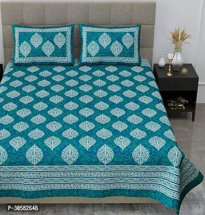 Comfortable Cotton Printed King Bedsheet with Two Pillow Covers