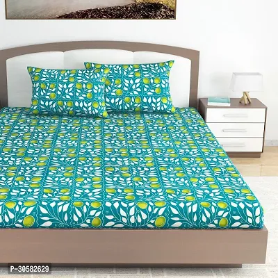 Comfortable Cotton Printed King Bedsheet with Two Pillow Covers-thumb0