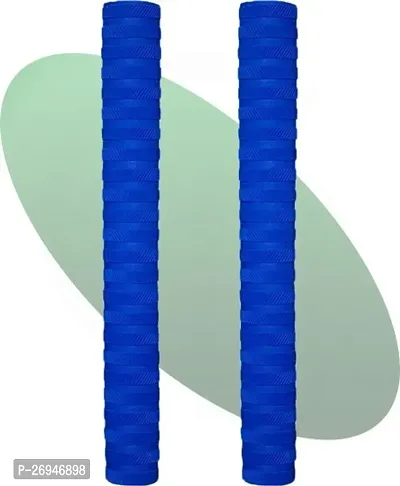 Stylish Rubber Cricket Bat Handle Grip, Blue, Pack Of 2-thumb0