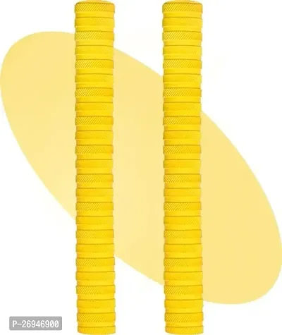 Stylish Rubber Cricket Bat Handle Grip, Yellow, Pack Of 2