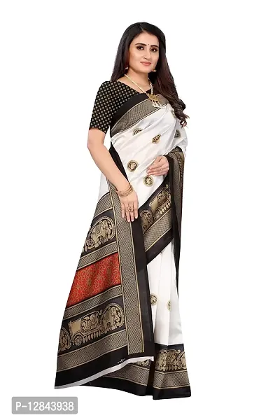 Printed Art Silk Saree in Off White | Designer silk sarees, Mysore silk  saree, Saree