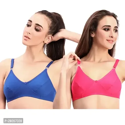 Fynfo Prithvi Beauty Soft and Comfortable with Adjustable Straps Everyday Cotton Bra for Women Pack of 2 (90 cm)-thumb2