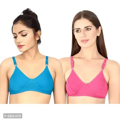 Fynfo Prithvi Beauty Soft and Comfortable with Adjustable Straps Everyday Cotton Bra for Women Pack of 2 (85 cm)-thumb3