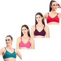 Fynfo Prithvi Beauty Adjustable Straps with Soft and Comfortable Everyday Cotton Bra for Women Pack of 4 (80 cm)-thumb2