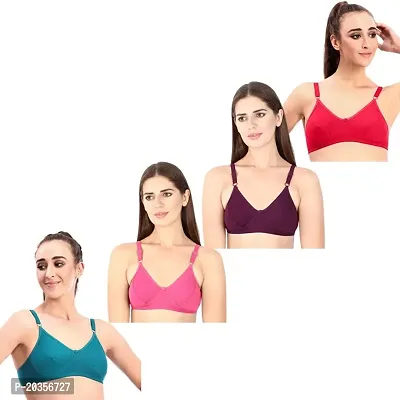 Fynfo Prithvi Beauty Adjustable Straps with Soft and Comfortable Everyday Cotton Bra for Women Pack of 4 (80 cm)-thumb3