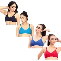 Fynfo Prithvi Beauty Adjustable Straps with Soft and Comfortable Everyday Cotton Bra for Women Pack of 4 (80 cm)-thumb1