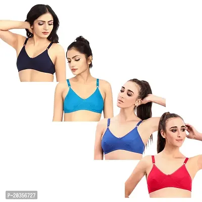 Fynfo Prithvi Beauty Adjustable Straps with Soft and Comfortable Everyday Cotton Bra for Women Pack of 4 (80 cm)-thumb2