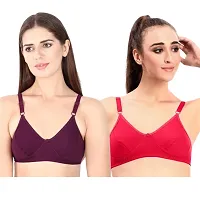 Fynfo Prithvi Beauty Soft and Comfortable with Adjustable Straps Everyday Cotton Bra for Women Pack of 2 (85 cm)-thumb4