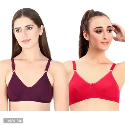 Fynfo Prithvi Beauty Soft and Comfortable with Adjustable Straps Everyday Cotton Bra for Women Pack of 2 (85 cm)-thumb5