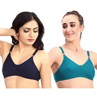 Fynfo Prithvi Beauty Soft and Comfortable with Adjustable Straps Everyday Cotton Bra for Women Pack of 2 (85 cm)-thumb3