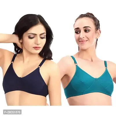 Fynfo Prithvi Beauty Soft and Comfortable with Adjustable Straps Everyday Cotton Bra for Women Pack of 2 (85 cm)-thumb4