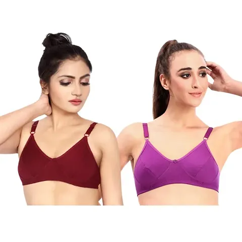 Fynfo Prithvi Beauty Soft and Comfortable with Adjustable Straps Everyday Bra for Women Pack of 2 (85 cm)