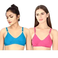 Fynfo Prithvi Beauty Soft and Comfortable with Adjustable Straps Everyday Cotton Bra for Women Pack of 2 (90 cm)-thumb2