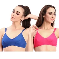Fynfo Prithvi Beauty Soft and Comfortable with Adjustable Straps Everyday Cotton Bra for Women Pack of 2 (85 cm)-thumb1