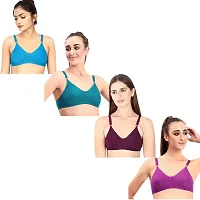 Fynfo Prithvi Beauty Adjustable Straps with Soft and Comfortable Everyday Cotton Bra for Women Pack of 4 (80 cm)-thumb3