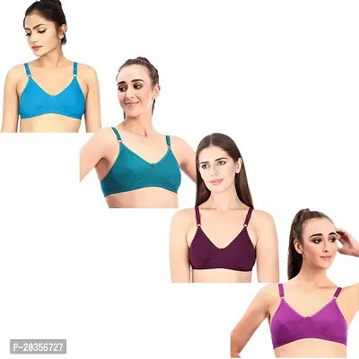 Fynfo Prithvi Beauty Adjustable Straps with Soft and Comfortable Everyday Cotton Bra for Women Pack of 4 (80 cm)-thumb4