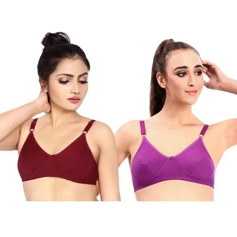 Buy Fynfo Prithvi Beauty Soft and Comfortable with Adjustable Straps  Everyday Cotton Bra for Women Pack of 2 (85 cm) Online In India At  Discounted Prices