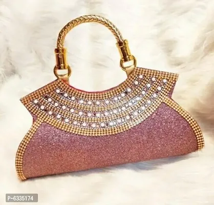 Pink Synthetic Embellished Clutches For Women