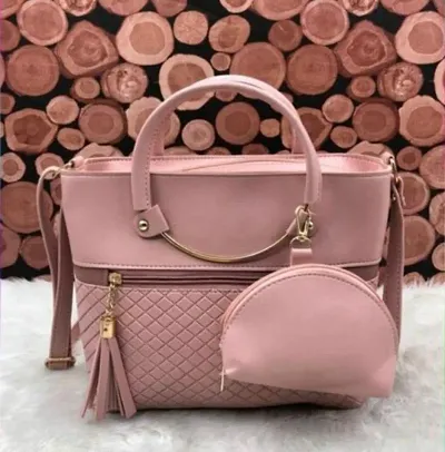 Stylish Embellished Combo Of PU Handbag With Pouch