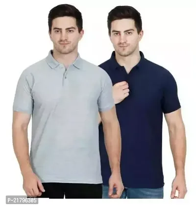 T-Shirts Mens Polo T-Shirt Regular Fit Half Sleeves with Pocket and Bottom Neck Collar Combo Pack of 2  Multi Color combo