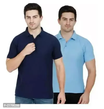 T-Shirts Mens Polo T-Shirt Regular Fit Half Sleeves with Pocket and Bottom Neck Collar Combo Pack of 2  Multi Color combo