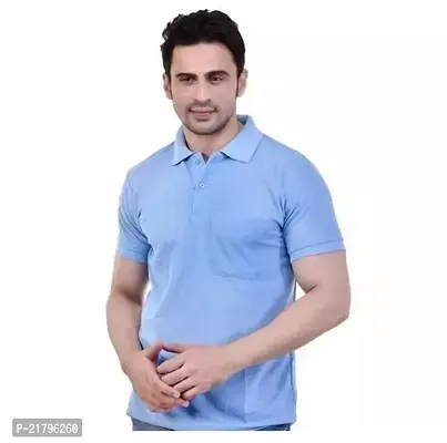 Mens Polo T-Shirt Regular Fit Half Sleeves with Pocket and Bottom Neck Collar-thumb0