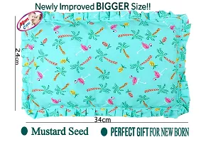 MOM Care Baby Pillow Mustard Seeds Pillow for Newborn Baby-Round Head Shaping Baby Pillow , Neck Support Pillow ,Gifting for 0-12 Months, Infant, Sea Green Flamingo Print-thumb2