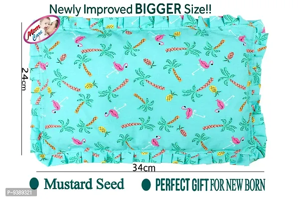 MOM Care Baby Pillow Mustard Seeds Pillow for Newborn Baby-Round Head Shaping Baby Pillow , Neck Support Pillow ,Gifting for 0-12 Months, Infant, Sea Green Flamingo Print-thumb3