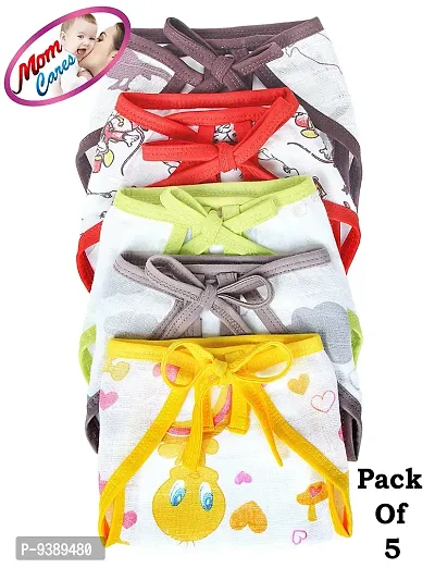 MOM CARES Muslin Cloth Nappies For Newborn Baby ,Reusable Diapers, Cotton Langots,U Shaped Double Layer Nappy For boy and girl (Pack of 5) (0-6 Months) Multicolor-thumb5