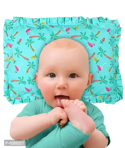 MOM Care Baby Pillow Mustard Seeds Pillow for Newborn Baby-Round Head Shaping Baby Pillow , Neck Support Pillow ,Gifting for 0-12 Months, Infant, Sea Green Flamingo Print