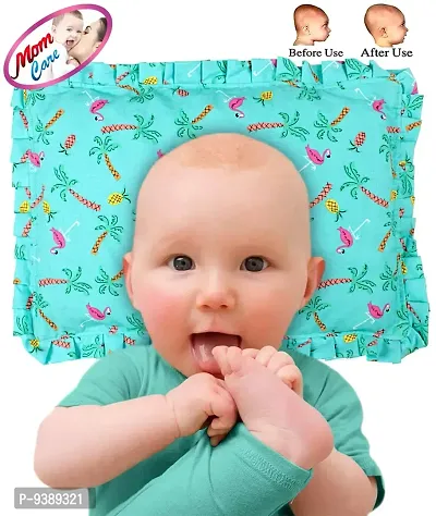 MOM Care Baby Pillow Mustard Seeds Pillow for Newborn Baby-Round Head Shaping Baby Pillow , Neck Support Pillow ,Gifting for 0-12 Months, Infant, Sea Green Flamingo Print-thumb2