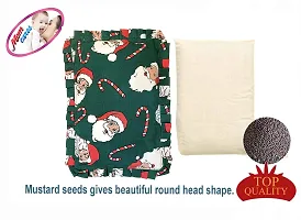 MOM CARES Infant/Newborn Baby's Santa Claus Print Round Head Shaping Neck Support Mustard Seeds Pillow (0-6 Months, Green, L-34 cm, B- 24 cm, H-1 cm)-thumb3