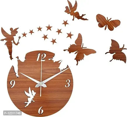 Heritagecrafts Butterfly Analog Wall Clock for Home/Living Room/Bedroom/Kitchen/Offices (50 cm x 50 cm x 2.5 cm, Brown)